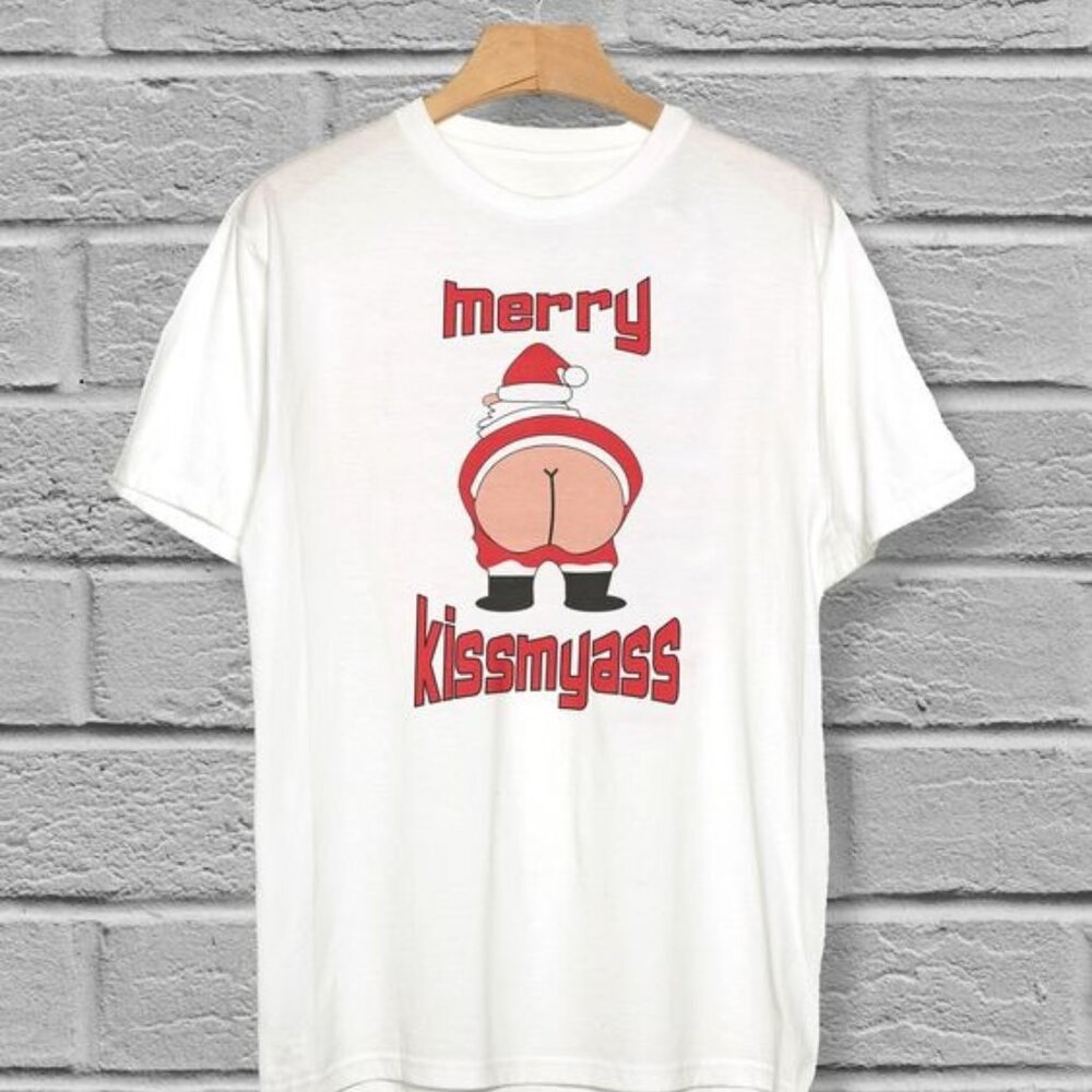 Merry Kissmyass T-Shirt, Funny Christmas T-Shirt